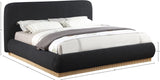 Rigby Art Deco King Bed in Rich Black Boucle Fabric with Fluted Base - Stylish & Modern Design
