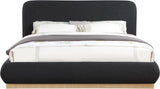 Rigby Art Deco King Bed in Rich Black Boucle Fabric with Fluted Base - Stylish & Modern Design