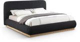 Rigby Art Deco King Bed in Rich Black Boucle Fabric with Fluted Base - Stylish & Modern Design