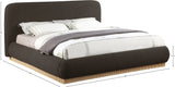 Rigby Art Deco King Bed in Rich Black Boucle Fabric with Fluted Base - Stylish & Modern Design