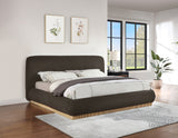 Rigby Art Deco King Bed in Rich Black Boucle Fabric with Fluted Base - Stylish & Modern Design