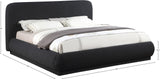 Rigby Art Deco King Bed in Elegant Black Boucle Fabric with Fluted Base - No Box Spring Needed