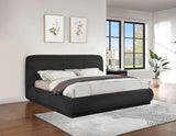 Rigby Art Deco King Bed in Elegant Black Boucle Fabric with Fluted Base - No Box Spring Needed