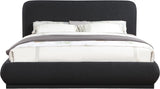 Rigby Art Deco King Bed in Elegant Black Boucle Fabric with Fluted Base - No Box Spring Needed