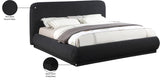 Rigby Art Deco King Bed in Elegant Black Boucle Fabric with Fluted Base - No Box Spring Needed