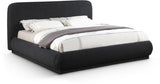 Rigby Art Deco King Bed in Elegant Black Boucle Fabric with Fluted Base - No Box Spring Needed