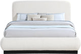 Rigby Art Deco King Bed in Elegant Black Boucle Fabric with Fluted Base - No Box Spring Needed