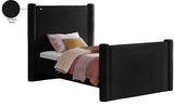 Elias Velvet Twin Bed - Elegant Minimalist Design with Solid Wood Frame for Contemporary Bedrooms