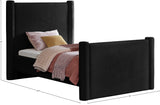 Elias Velvet Twin Bed - Elegant Minimalist Design with Solid Wood Frame for Contemporary Bedrooms
