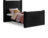 Elias Velvet Twin Bed - Elegant Minimalist Design with Solid Wood Frame for Contemporary Bedrooms