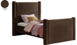 Elias Velvet Twin Bed - Elegant Minimalist Design with Solid Wood Frame for Contemporary Bedrooms