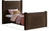 Elias Velvet Twin Bed - Elegant Minimalist Design with Solid Wood Frame for Contemporary Bedrooms