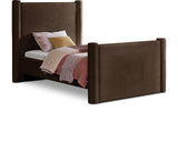 Elias Velvet Twin Bed - Elegant Minimalist Design with Solid Wood Frame for Contemporary Bedrooms