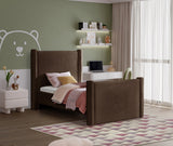 Elias Velvet Twin Bed - Elegant Minimalist Design with Solid Wood Frame for Contemporary Bedrooms