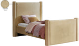 Elias Velvet Twin Bed - Elegant Minimalist Design with Solid Wood Frame for Contemporary Bedrooms