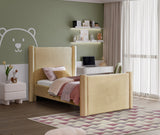 Elias Velvet Twin Bed - Elegant Minimalist Design with Solid Wood Frame for Contemporary Bedrooms