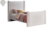 Elias Velvet Twin Bed - Elegant Minimalist Design with Solid Wood Frame for Contemporary Bedrooms
