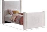 Elias Velvet Twin Bed - Elegant Minimalist Design with Solid Wood Frame for Contemporary Bedrooms