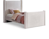 Elias Velvet Twin Bed - Elegant Minimalist Design with Solid Wood Frame for Contemporary Bedrooms