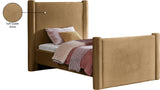 Elias Velvet Twin Bed - Elegant Minimalist Design with Solid Wood Frame for Contemporary Bedrooms