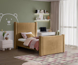 Elias Velvet Twin Bed - Elegant Minimalist Design with Solid Wood Frame for Contemporary Bedrooms