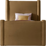 Elias Velvet Twin Bed - Elegant Minimalist Design with Solid Wood Frame for Contemporary Bedrooms