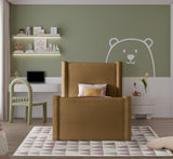 Elias Velvet Twin Bed - Elegant Minimalist Design with Solid Wood Frame for Contemporary Bedrooms