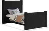 Elias Velvet Twin Bed - Elegant Minimalist Design with Solid Wood Frame for Contemporary Bedrooms