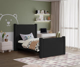 Elias Velvet Twin Bed - Elegant Minimalist Design with Solid Wood Frame for Contemporary Bedrooms