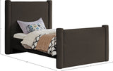Elias Velvet Twin Bed - Elegant Minimalist Design with Solid Wood Frame for Contemporary Bedrooms