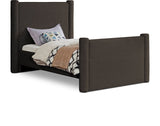 Elias Velvet Twin Bed - Elegant Minimalist Design with Solid Wood Frame for Contemporary Bedrooms