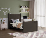 Elias Velvet Twin Bed - Elegant Minimalist Design with Solid Wood Frame for Contemporary Bedrooms
