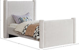 Elias Velvet Twin Bed - Elegant Minimalist Design with Solid Wood Frame for Contemporary Bedrooms