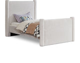 Elias Velvet Twin Bed - Elegant Minimalist Design with Solid Wood Frame for Contemporary Bedrooms