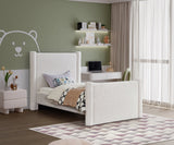 Elias Velvet Twin Bed - Elegant Minimalist Design with Solid Wood Frame for Contemporary Bedrooms