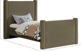 Elias Velvet Twin Bed - Elegant Minimalist Design with Solid Wood Frame for Contemporary Bedrooms