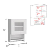 Tuhome Balboa Wall Cabinet with Single Glass Door, Interior Storage Shelf, Open Lower Shelf and Integrated Towel Bar, Space-Saving Mounted Organizer for Kitchen Essentials and Everyday Use