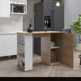 Allen 47" Wide Kitchen Island with One Cabinet and Five Shelves, Multifunctional Bar Table and Dining Prep Station, Spacious Countertop Storage Solution for Modern Kitchens, Small Spaces, and Versatile Home Use