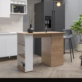 Allen 47" Wide Kitchen Island with One Cabinet and Five Shelves, Multifunctional Bar Table and Dining Prep Station, Spacious Countertop Storage Solution for Modern Kitchens, Small Spaces, and Versatile Home Use