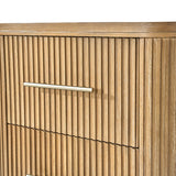 Modern Fluted Solid Wood Bedroom Set with Oak Texture-4-Piece Set