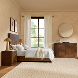 Modern Fluted Solid Wood Bedroom Set with Oak Texture-4-Piece Set