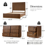 Modern Fluted Solid Wood Bedroom Set with Oak Texture-4-Piece Set