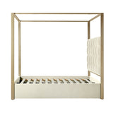 Madeleine Upholstered Canopy King Bed With Curtains IVORY