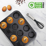12 Cup Muffin Pan - Deluxe Nonstick Gray Coating Inside & Outside, Compatible With Model: Ncbs10S (Gray)