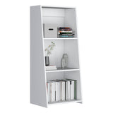 TUHOME Note 47" Tall Modern Ladder Bookcase with Three Open Tier Shelves, Slanted Vertical Design, Space-Saving Freestanding Organizer for Living Room, Bedroom or Home Office Storage, Contemporary Display and Organization Solution