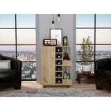 Tuhome Bar Cart with Two External Shelves, Four Casters, Six Built-In Wine Rack, Single Door Cabinet, Modern Design for Home Bar or Living Room