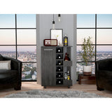 Tuhome Bar Cart with Two External Shelves, Four Casters, Six Built-In Wine Rack, Single Door Cabinet, Modern Design for Home Bar or Living Room
