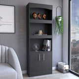Tuhome Simma Bookcase with Metal Hardware, Three Spacious Shelves, Double Door Cabinet, Modern Storage Solution for Living Room, Office, or Bedroom