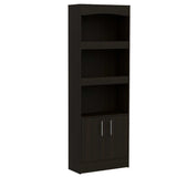 Tuhome Simma Bookcase with Metal Hardware, Three Spacious Shelves, Double Door Cabinet, Modern Storage Solution for Living Room, Office, or Bedroom