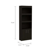 Tuhome Simma Bookcase with Metal Hardware, Three Spacious Shelves, Double Door Cabinet, Modern Storage Solution for Living Room, Office, or Bedroom